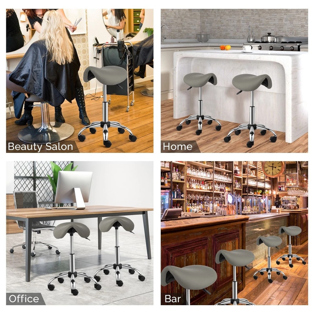 Adjustable Saddle Stool Rolling Chair Hydraulic Stylist Cutting Stool For Salon Office Use 8