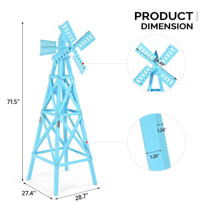 Wooden Windmill Garden Weathervane With Head Outdoor CrossJointed Decor For Backyard 11
