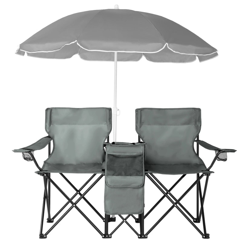 Folding Beach Chair With Portable Umbrella Set Durable Patio Outdoor Furniture For Relaxation 5