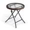 Foldable Round Patio Table Small Wicker Garden Table For Outdoor Indoor Use 2