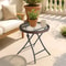 Foldable Round Patio Table Small Wicker Garden Table For Outdoor Indoor Use 1