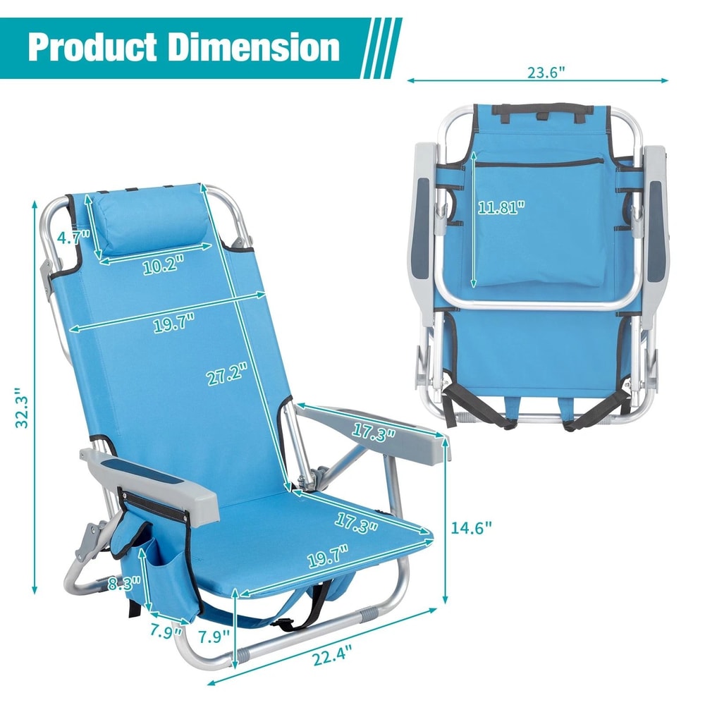 Heavy Duty Folding Reclining Chair For Beach Camping Outdoor Activities Aluminum Frame 6