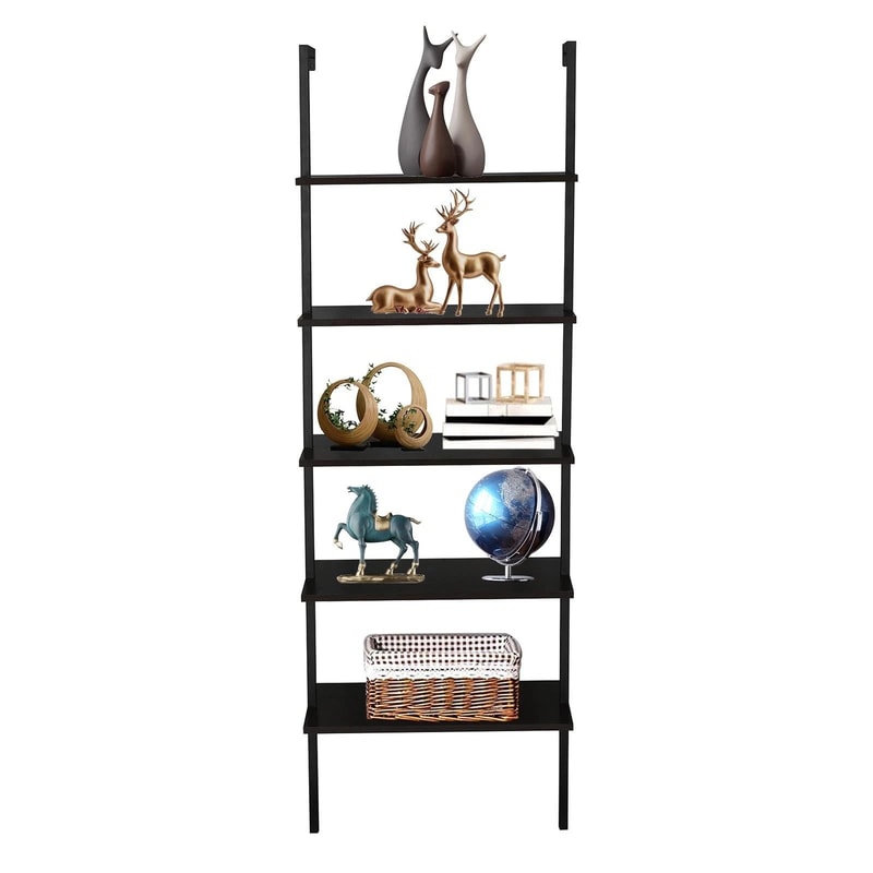 Modern Ladder Bookshelf Wall Mount Shelving Unit Sturdy Storage 2