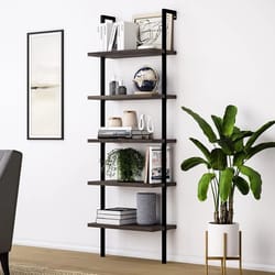 modern ladder bookshelf wall mount shelving unit – sturdy storage