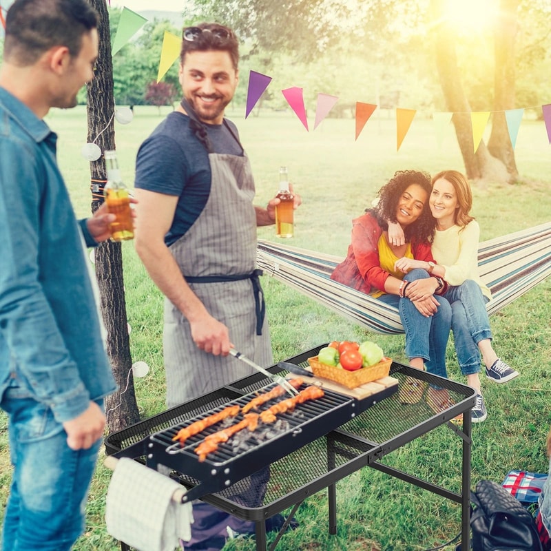 Folding Camping Table With Carry Handle Adjustable Height Picnic Table For Outdoor Adventures 1