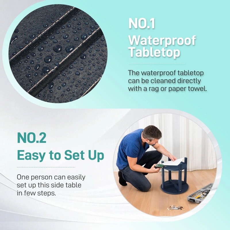 WeatherResistant Round Outdoor Side Table Durable End Table 2