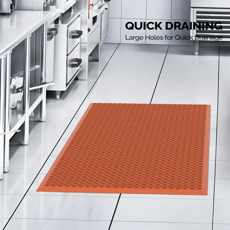 Commercial Kitchen Floor Mat NonSlip OilResistant Grid Drainage System 1
