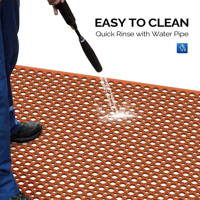 Commercial Kitchen Floor Mat NonSlip OilResistant Grid Drainage System 5