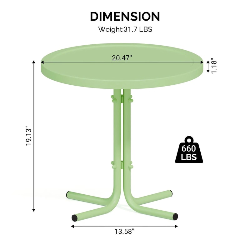 Portable Green Outdoor Iron Side Table With LShaped Legs For Patio Garden 2