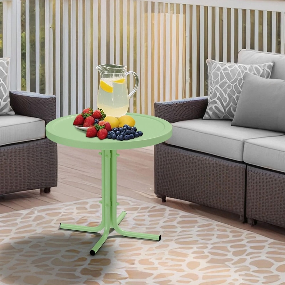 Portable Green Outdoor Iron Side Table With LShaped Legs For Patio Garden 3