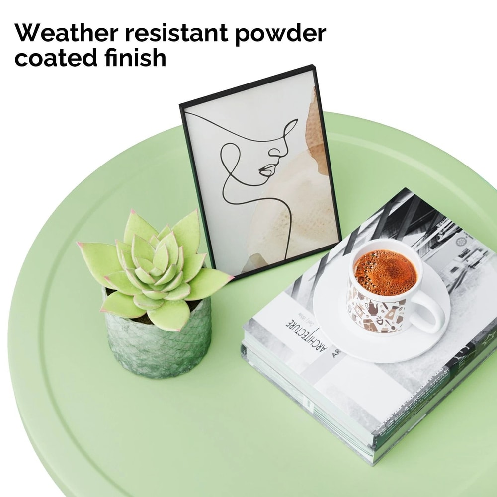 Portable Green Outdoor Iron Side Table With LShaped Legs For Patio Garden 5