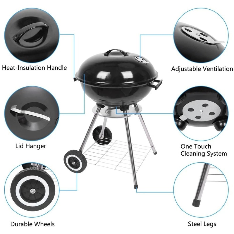 Premium Grill With Lid And Wheels AppleShaped Outdoor BBQ Grill 5