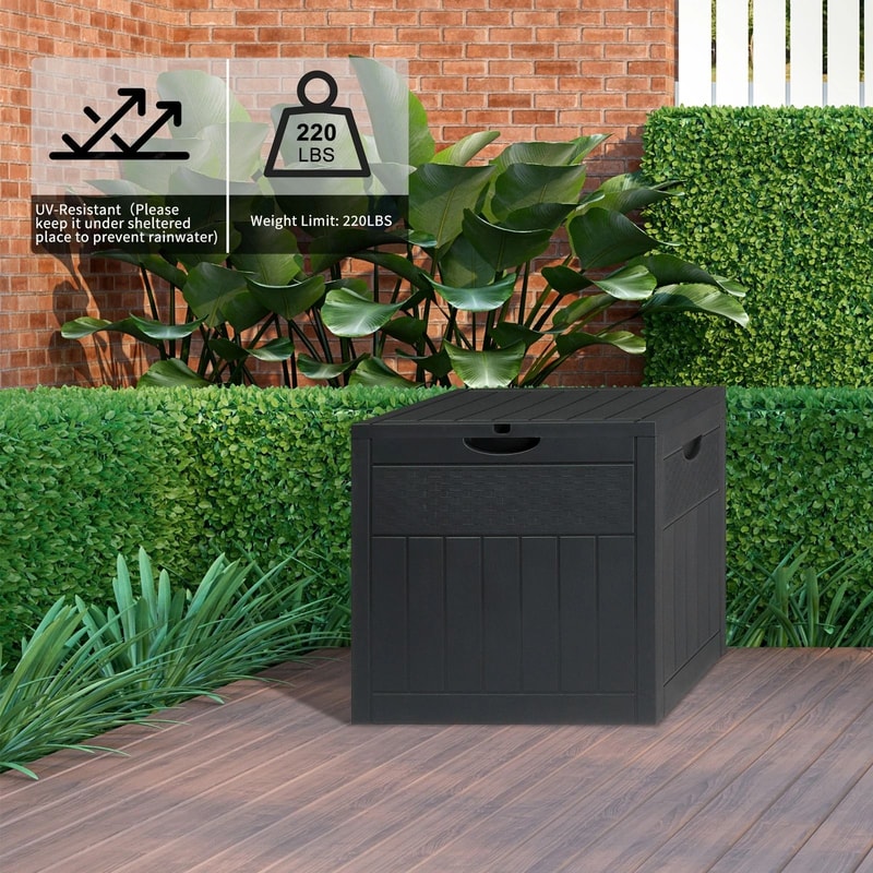 Outdoor Deck Storage Box With Lockable Lid Durable Weatherproof Garden Tool Organizer 1