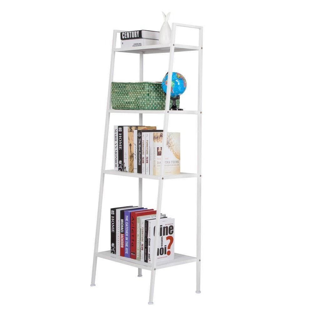 Iron Wall Ladder Shelf Sturdy Bookshelf Storage Unit For Home Office And Living Room 0