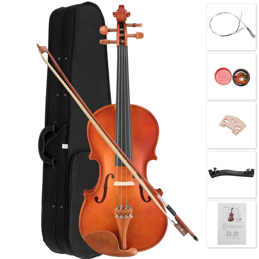 Natural Maple Violin Set With Case Bow Strings Ideal For Beginners 7
