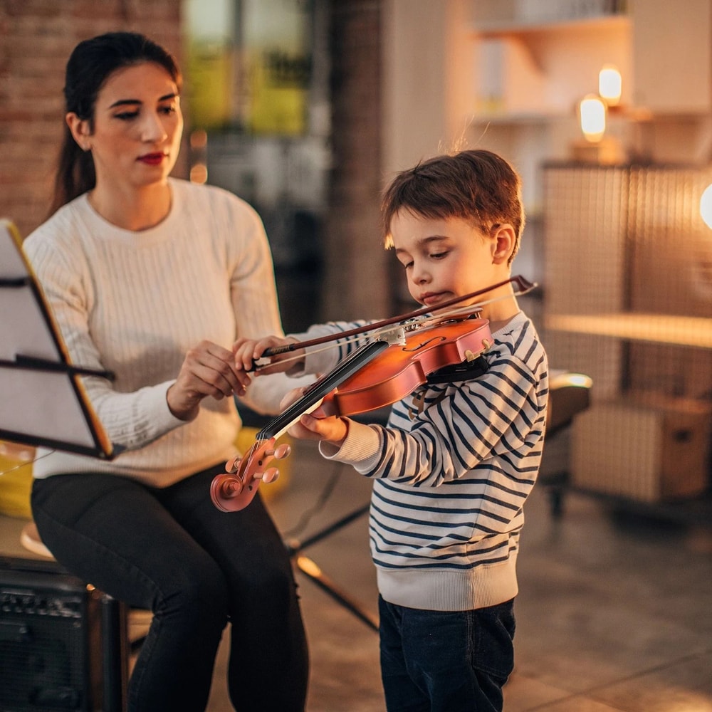 Natural Maple Violin Set With Case Bow Strings Ideal For Beginners 0