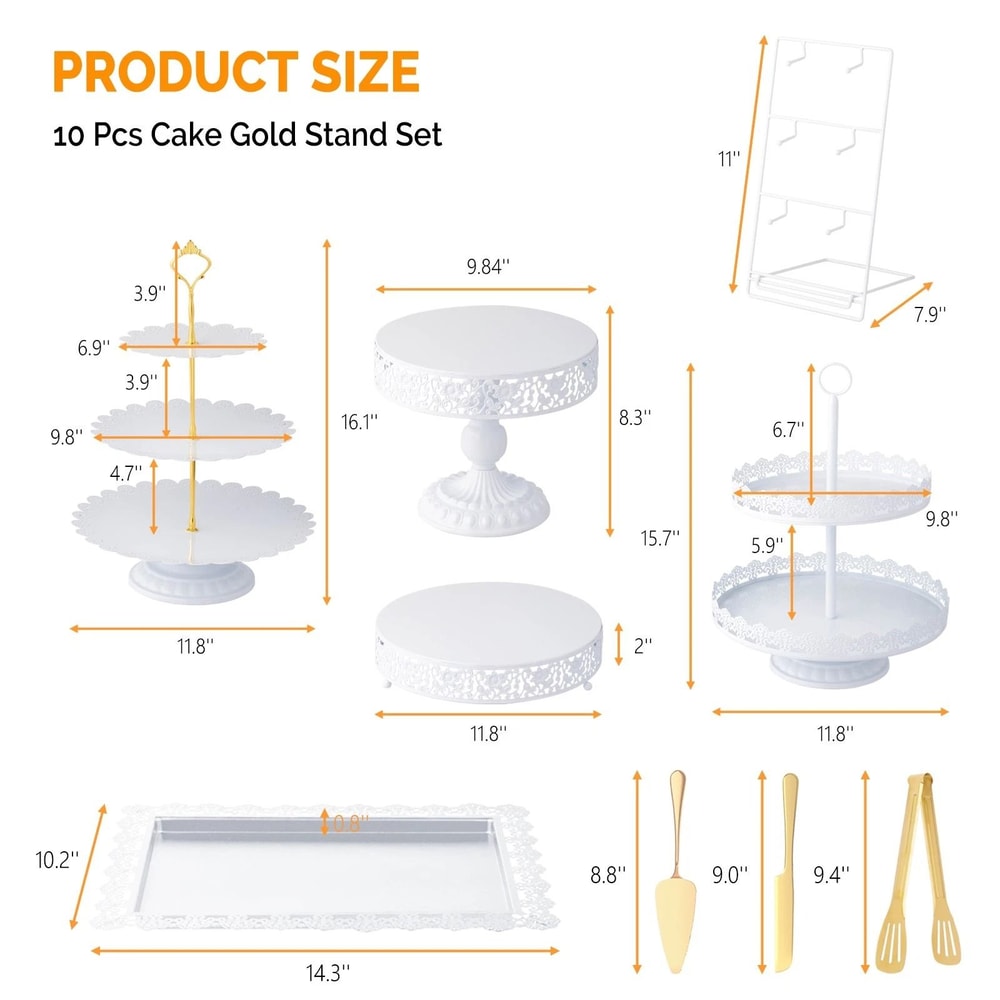 Elegant White Tiered Cake Stand Set Metal Dessert Display For Weddings And Parties 7