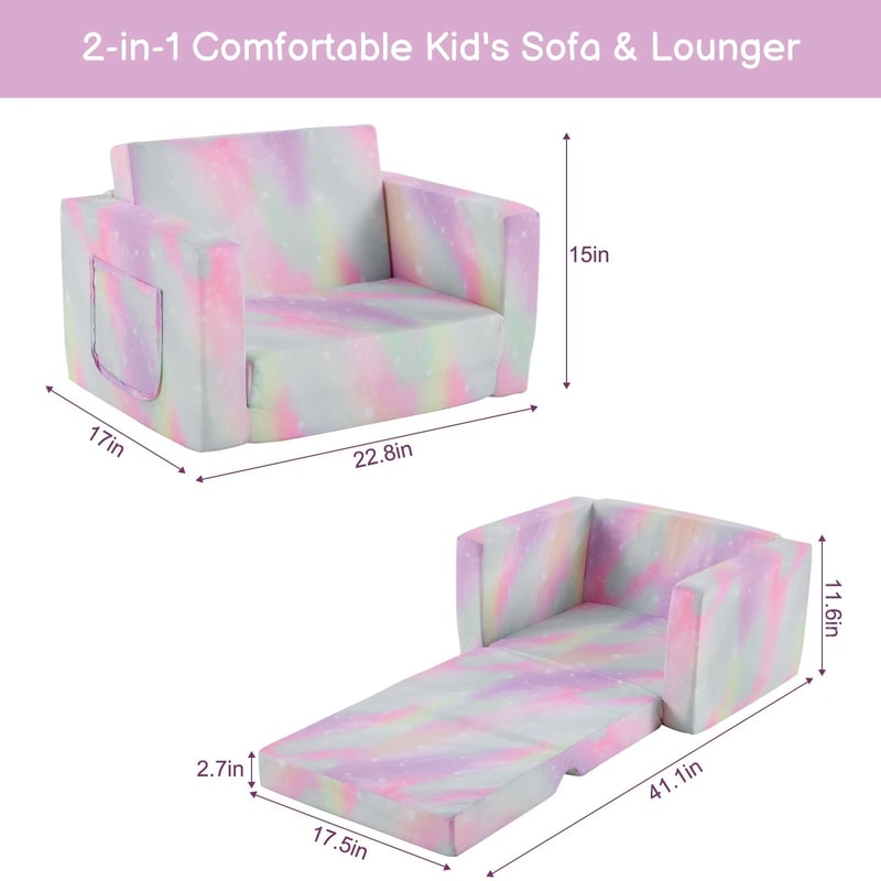 Convertible Kids Sofa Chair Toddler Lounger Bed 4