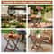 Round Wooden Folding Side Table Solid Wood End Coffee Table For Indoor Outdoor Use 1