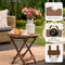 Round Wooden Folding Side Table Solid Wood End Coffee Table For Indoor Outdoor Use 2