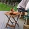 Round Wooden Folding Side Table Solid Wood End Coffee Table For Indoor Outdoor Use 0