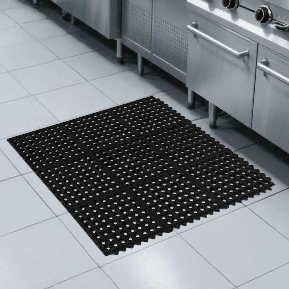 Rubber Mat With Drainage Holes NonSlip AntiFatigue Square Mat For Kitchens Garages And More 1