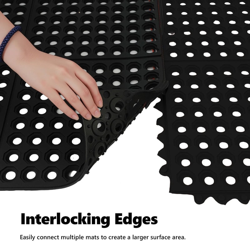 Rubber Mat With Drainage Holes NonSlip AntiFatigue Square Mat For Kitchens Garages And More 4