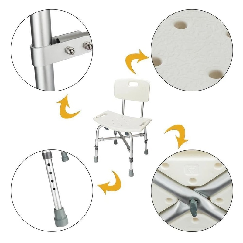 Heavy Duty Shower Chair With Back Adjustable Bath Seat For Elderly Bariatric Use 7