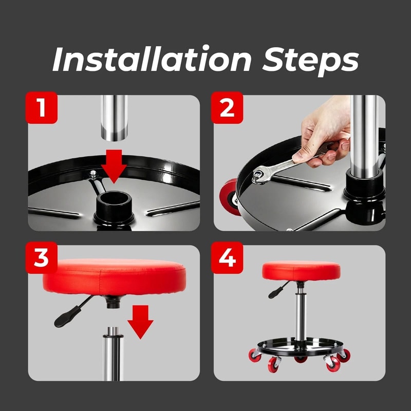 Heavy Duty Mechanic Stool Adjustable Rolling Creeper GarageShop Seat 1