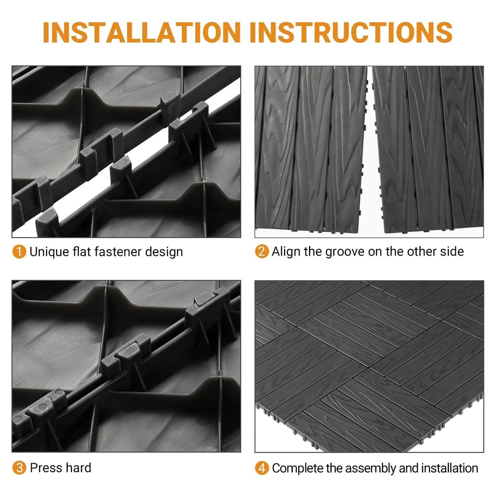 Plastic Patio Deck Tiles Interlocking Outdoor Flooring For Patio Garden Pool Areas 5