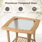 Portable Wicker Side Table With Glass Top Indoor Outdoor AllWeather Furniture 3
