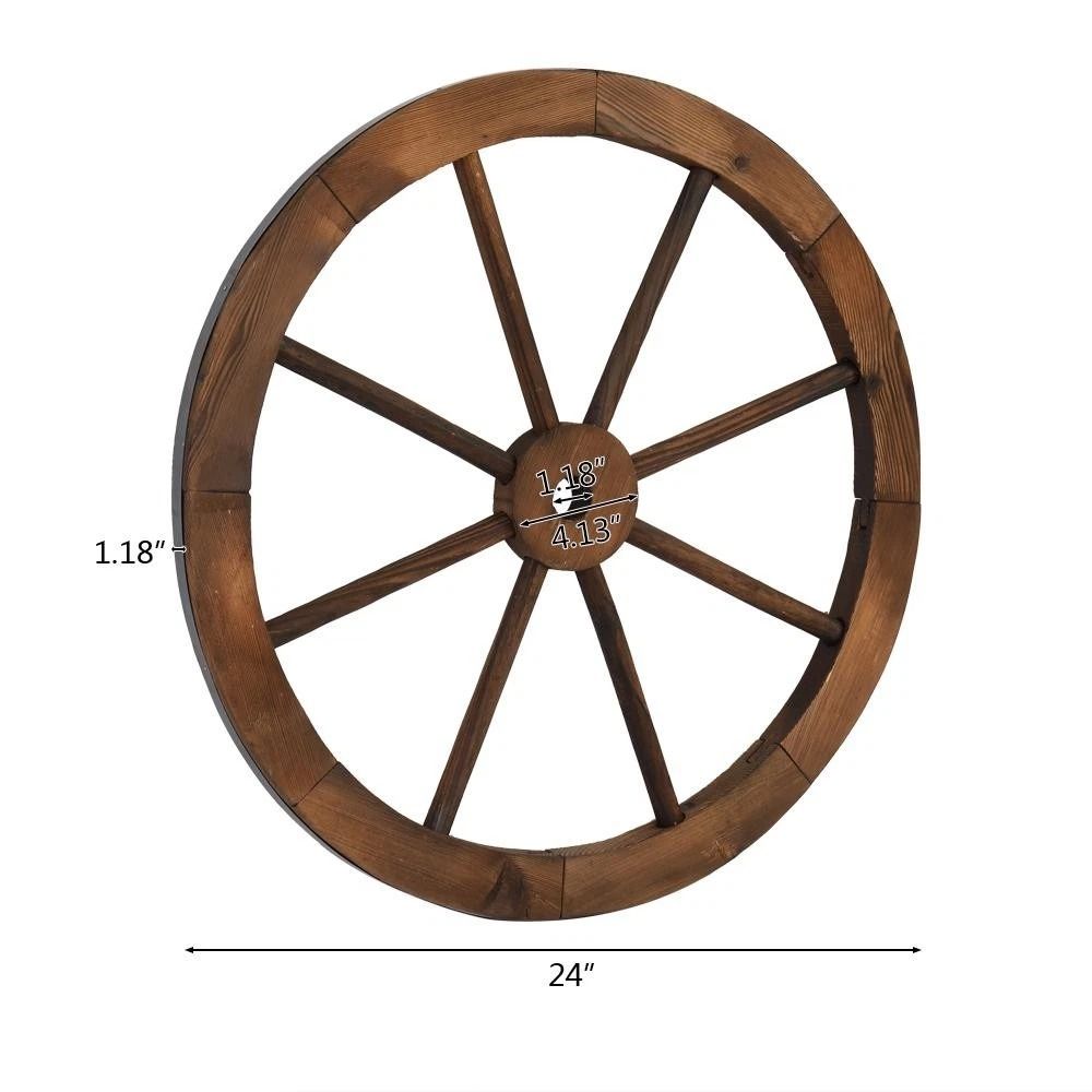Rustic Wooden Wheel Wall Decor Vintage Garden And Yard Decoration 5