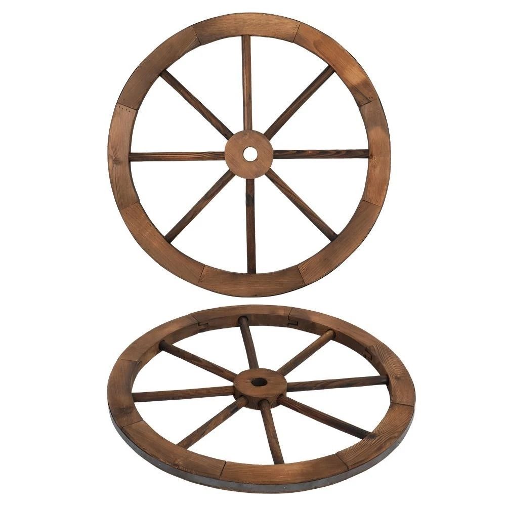 Rustic Wooden Wheel Wall Decor Vintage Garden And Yard Decoration 4