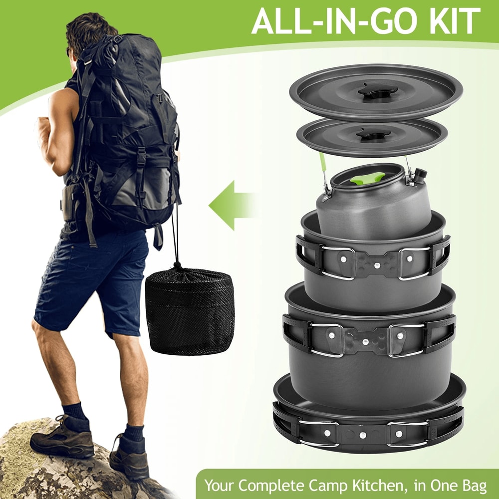 Camping Cookware Set Ultimate Outdoor Mess Kit For Picnics And Hiking 4