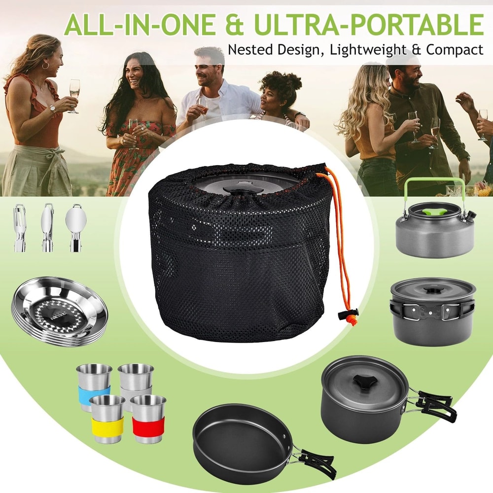Camping Cookware Set Ultimate Outdoor Mess Kit For Picnics And Hiking 8