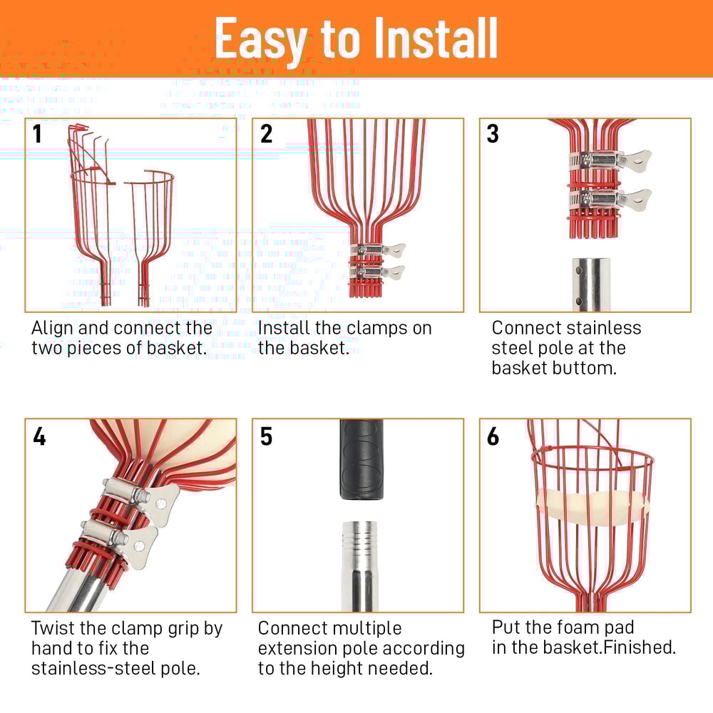 Adjustable Fruit Picker Pole With Basket Harvesting Tool 1