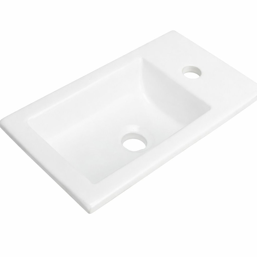 HighFired Fireclay Ceramic Vanity Top Sink Rectangular White Single Hole Basin 0