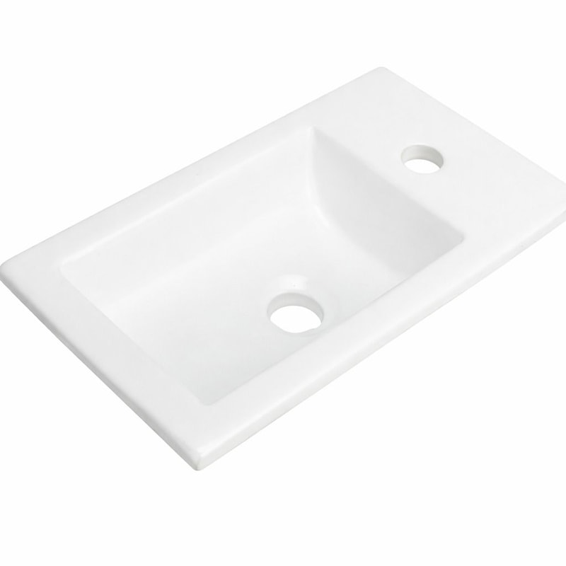 HighFired Fireclay Ceramic Vanity Top Sink Rectangular White Single Hole Basin 0