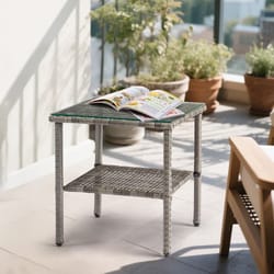 outdoor coffee table with glass top square patio end table for indoor outdoor spaces