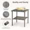 Outdoor Wicker Coffee Table With Glass Top Square Patio End Table For Indoor Outdoor Spaces 4