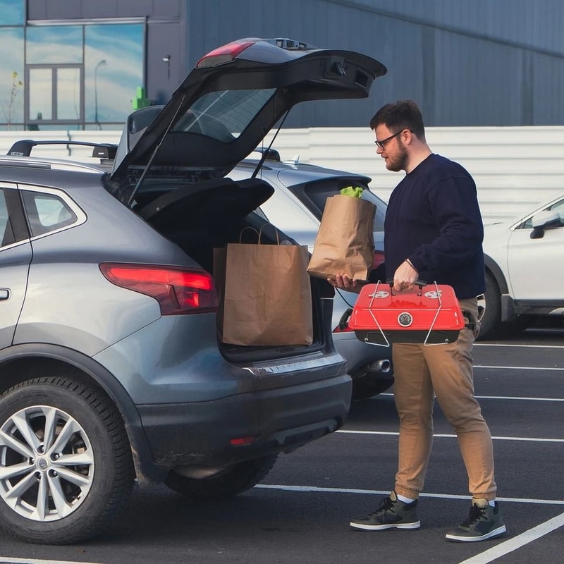 Portable Grill With Lid Thermometer Compact Tabletop BBQ Grill For Camping And Backyard 7