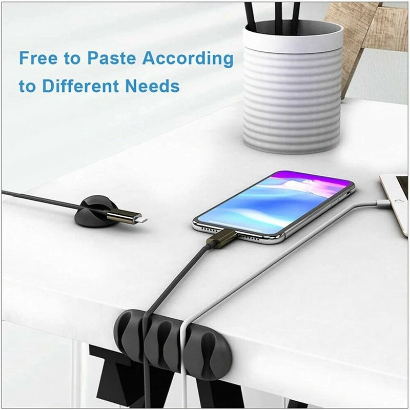 Cable Clip Grip Desk Organizer Adhesive Wall Mount For USB Charger Wire Management 1