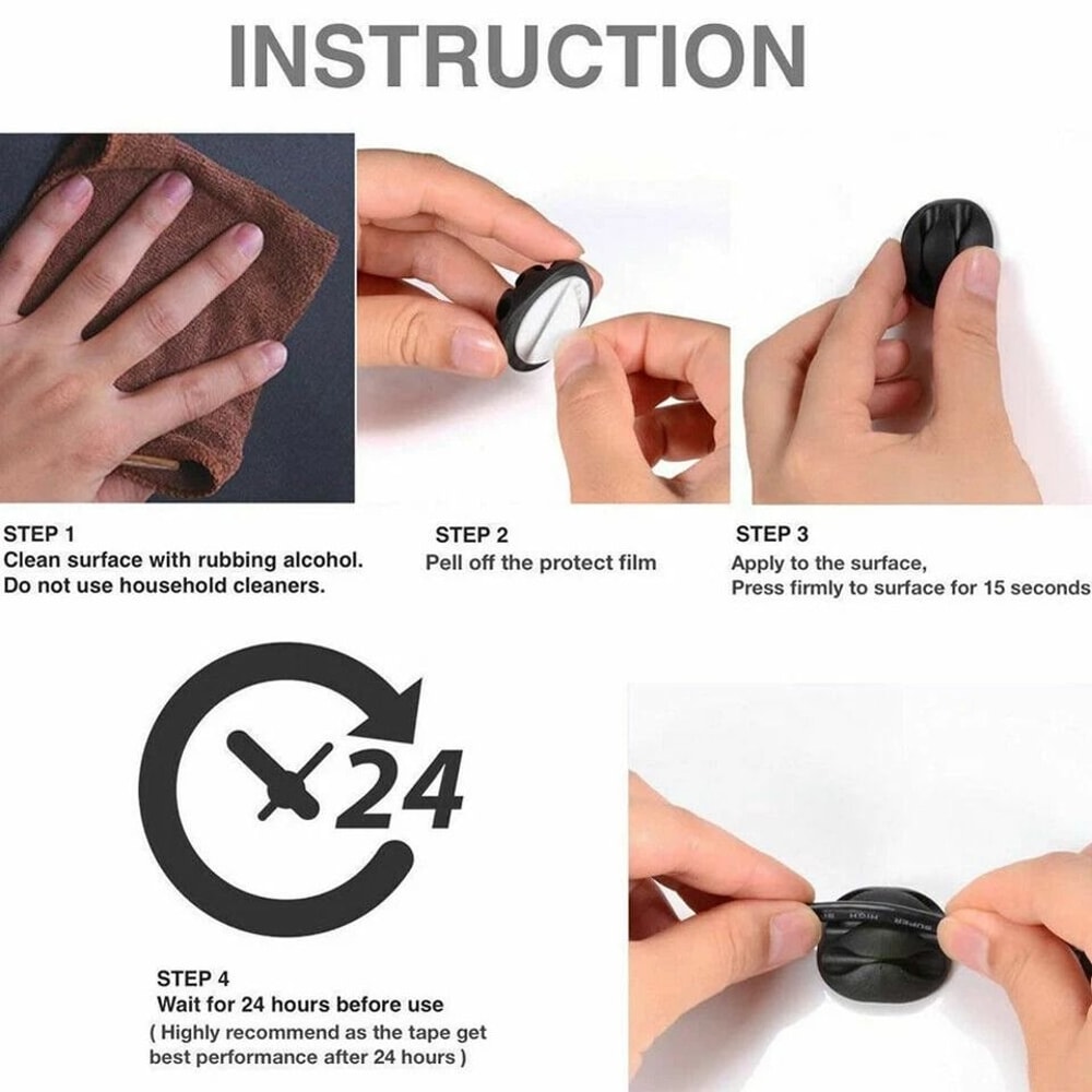 Cable Clip Grip Desk Organizer Adhesive Wall Mount For USB Charger Wire Management 4