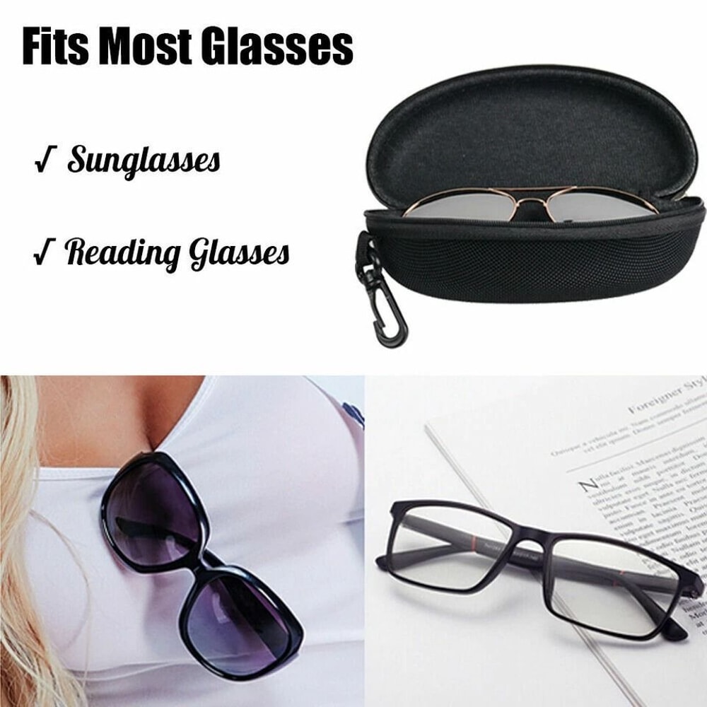 Portable Eyeglasses Sunglasses Case With Zipper And Belt Clip Durable Hard Case For Protection 8