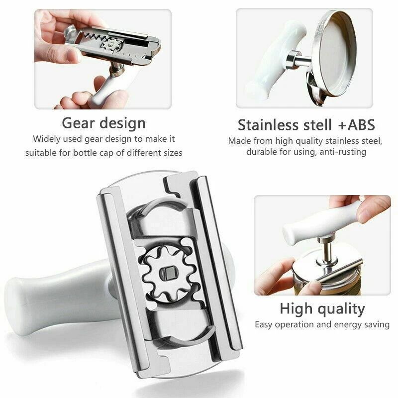 Adjustable Stainless Steel Can Opener Jar Lid Remover Tool Twist Off Grip For Easy Opening 5