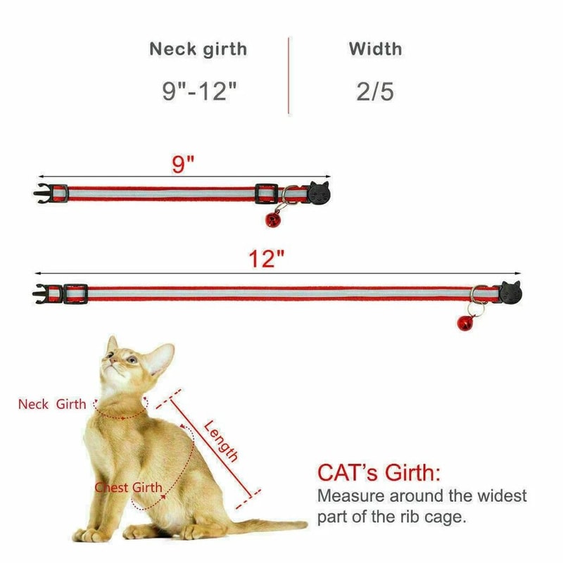 Reflective Breakaway Cat Safety Collar With Bell Adjustable Secure For Kittens Cats 4