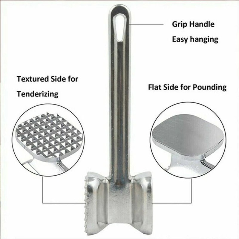 Double Side Aluminium Meat Tenderizer Mallet HeavyDuty Steak Pounder Hammer 4