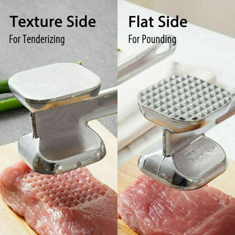 Double Side Aluminium Meat Tenderizer Mallet HeavyDuty Steak Pounder Hammer 2