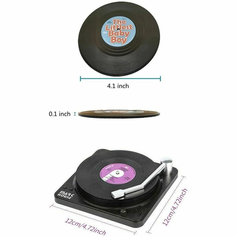 Retro Record Coasters Set Absorbent NonSlip Drink Pad Mat With Holder Perfect For Home Bars And Mu 3