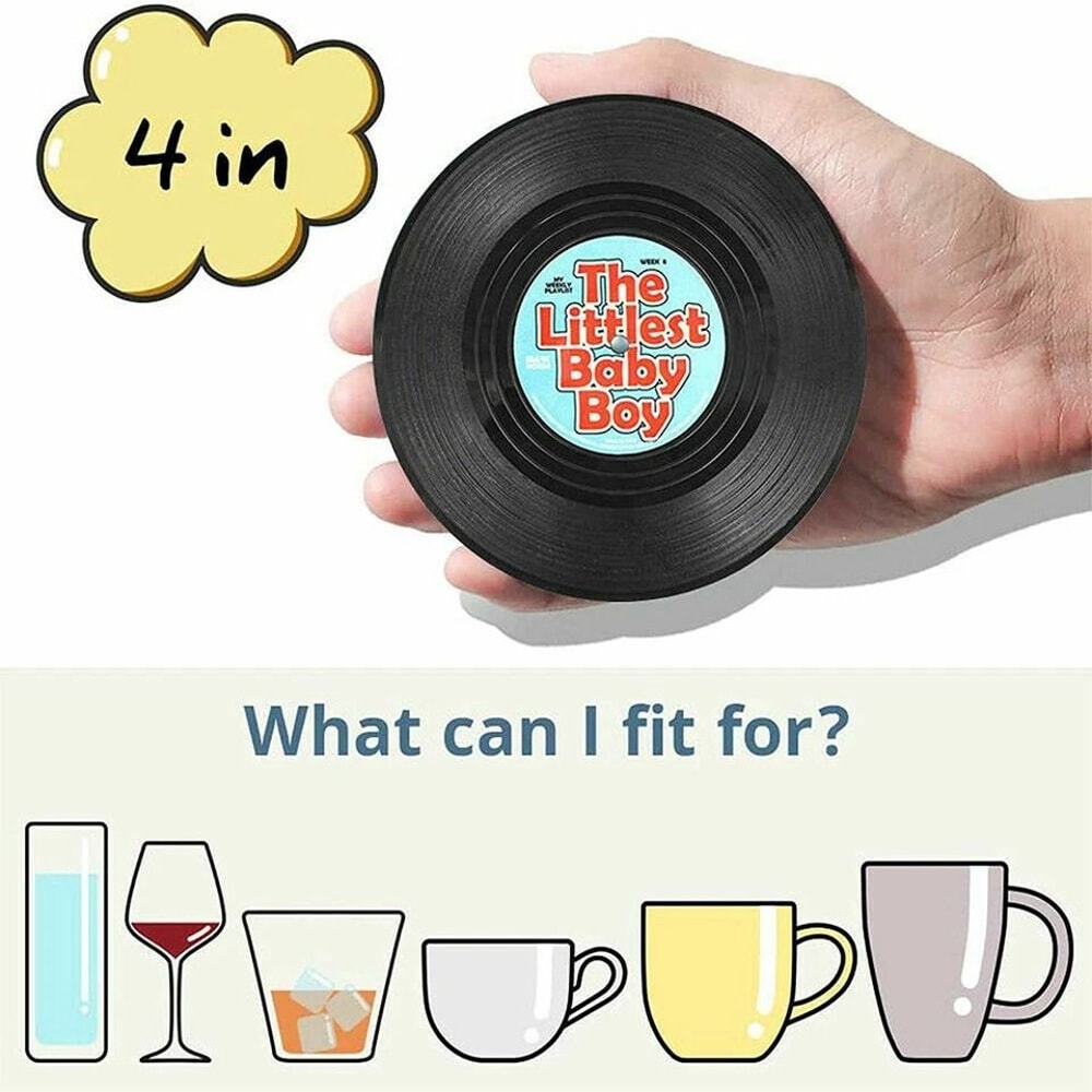 Retro Record Coasters Set Absorbent NonSlip Drink Pad Mat With Holder Perfect For Home Bars And Mu 4